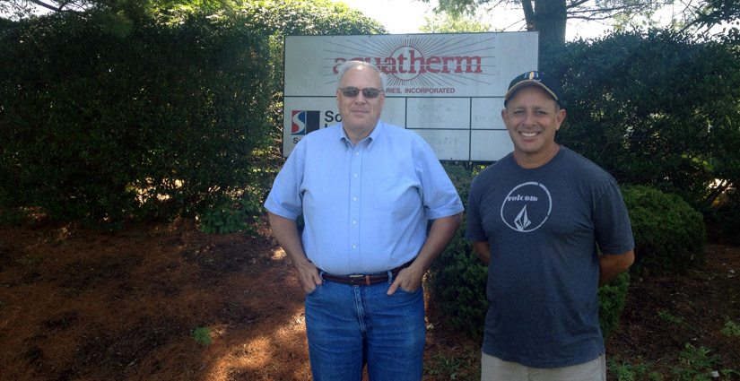 Dave Sizelove (CEO of Aquatherm) and Rick Vasquez (Owner of Vasco Solar) at Aquatherm Plant in NJ 2014